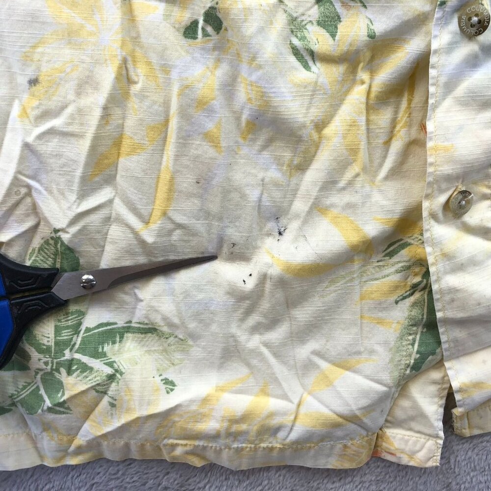 Columbia Mens Hawaiian Shirt XXL Short Sleeve Yellow Tropical Button Up Casual - Picture 4 of 10
